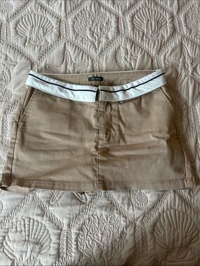 Khaki Mini Skort with White Trim